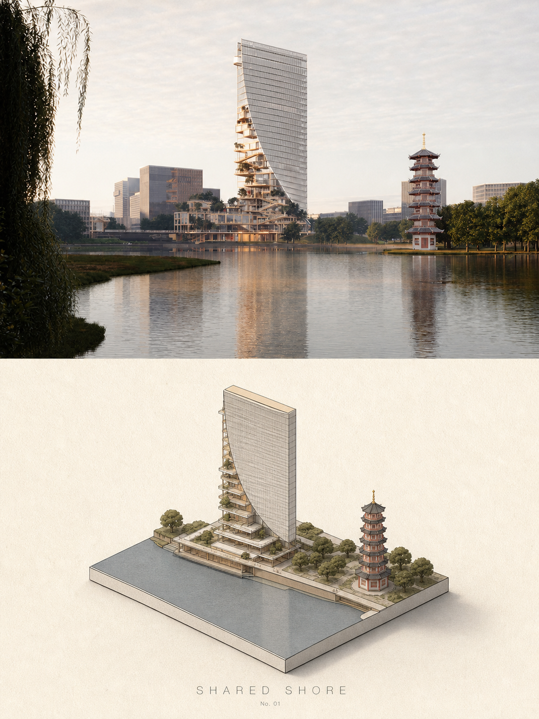 等距微缩纸模双区海报 3