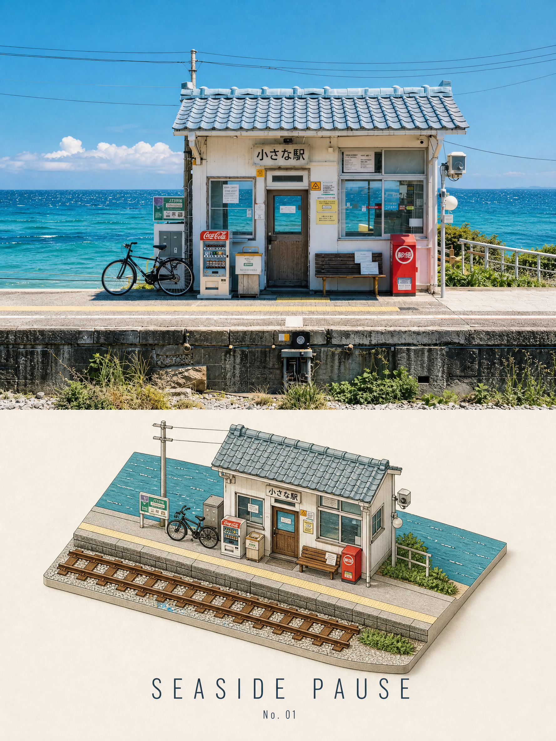 等距微缩纸模双区海报 4